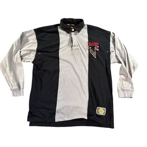 Mirage NFL Atlanta Falcons Rugby Shirt Mens Large Black Grey Vintage Colorblock